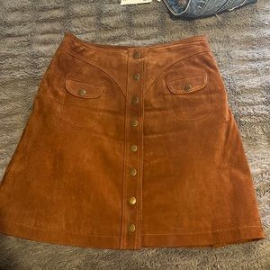 ANthropologie suede button up skirt